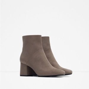 Zara Gray Suede Ankle Booties